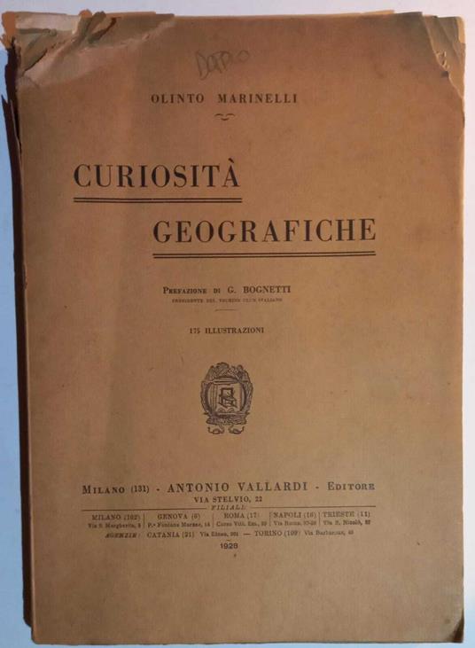 Curiosità geografiche - Olinto Marinelli - copertina