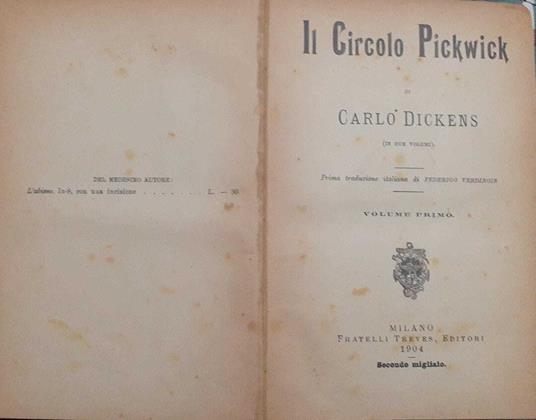 Il circolo Pickwick. Volume primo - Charles Dickens - copertina