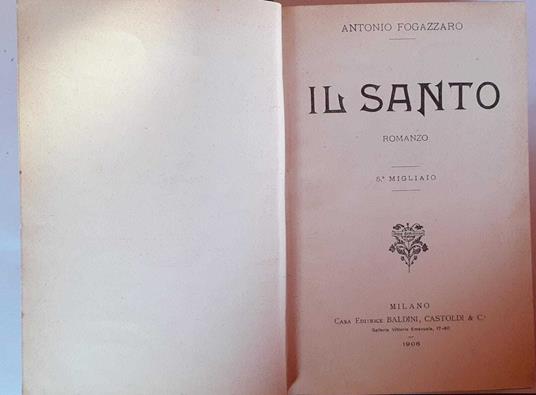Il santo - Antonio Fogazzaro - copertina