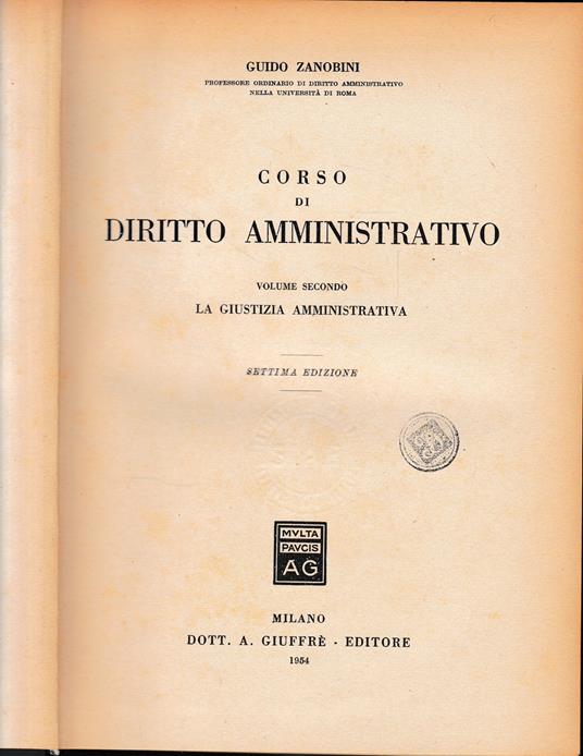 Corso di Diritto Amministrativo, vol. 2° - Guido Zanobini - copertina