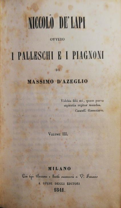 I Palleschi e i Piagnoni di Massimo D'Azeglio - copertina