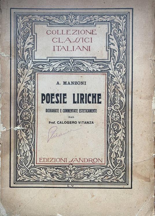 Poesie liriche - Alessandro Manzoni - copertina