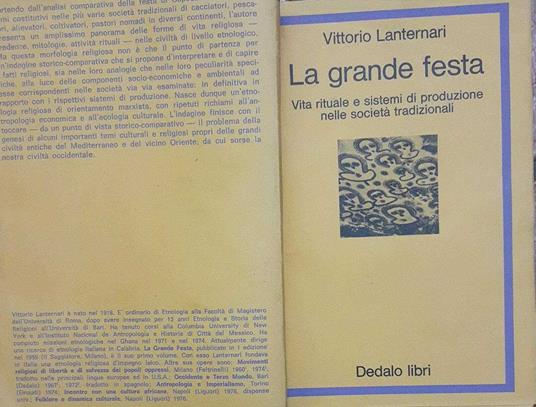 La grande festa. Vita rituale e sistemi di produzione nelle società tradizionali - Vittorio Lanternari - copertina