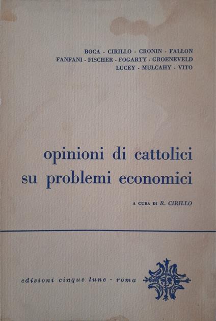 Opinioni di cattolici su problemi economici - copertina