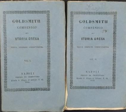 Compendio di storia greca. Vol. I e vol. II - copertina