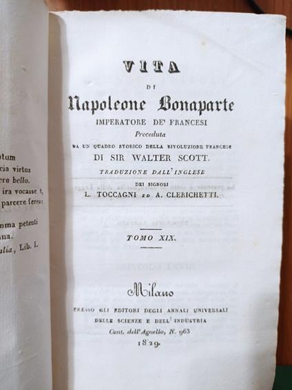 Vita di Napoleone Bonaparte Tomo XIX - Walter Scott - copertina