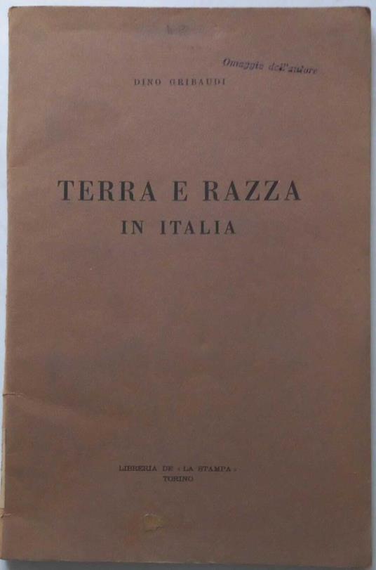 Terra e Razza in Italia - Dino Gribaudi - copertina