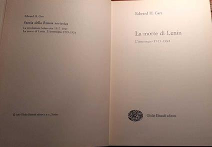 La morte di Lenin. L'interregno 1923-1924 - Edward Carr - copertina