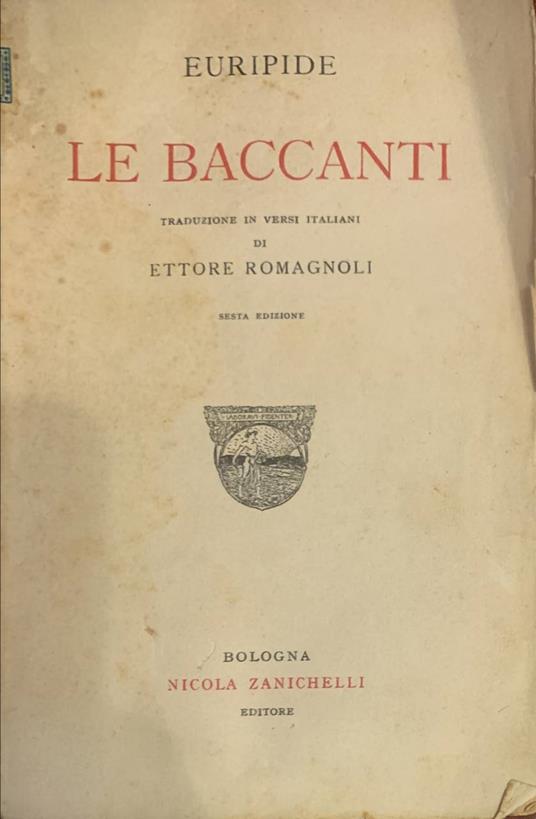 Le Baccanti - Euripide - copertina