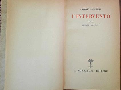 L' intervento (1915) ricordi e pensieri - Antonio Salandra - copertina