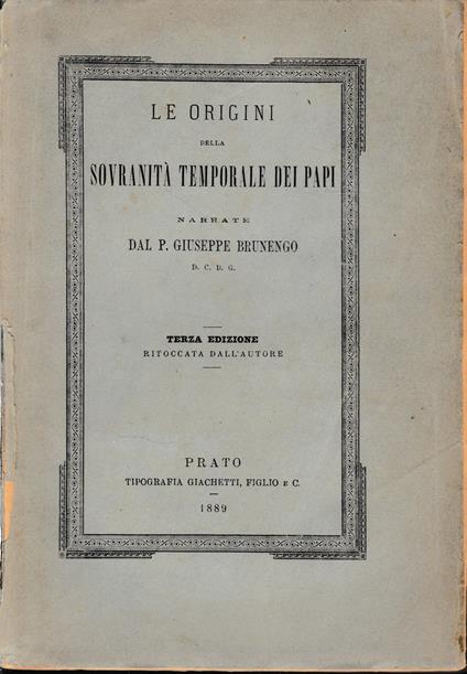 Le origini della sovranità temporale dei Papi - copertina