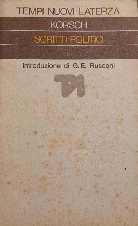 Scritti Politici - Vol.1 - Karl Korsch - copertina