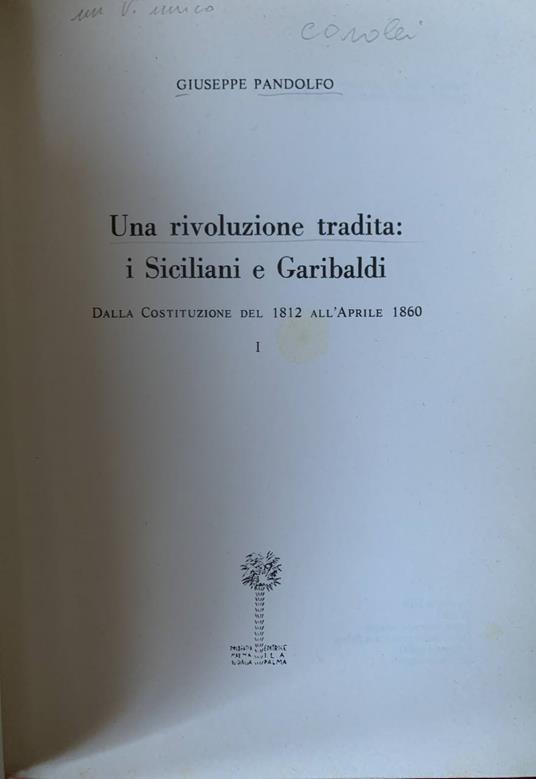 Una rivoluzione tradita: i Siciliani e Garibaldi - Giuseppe Iandolo - copertina
