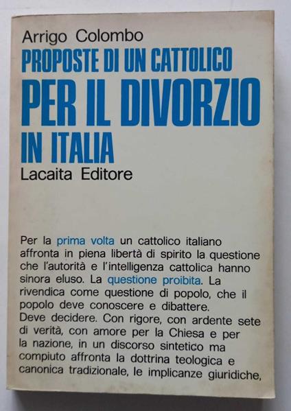 Proposte di un cattolico per il Divorzio in Italia - Arrigo Colombo - copertina