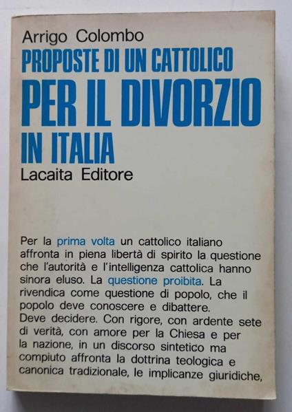 Proposte di un cattolico per il Divorzio in Italia - Arrigo Colombo - copertina