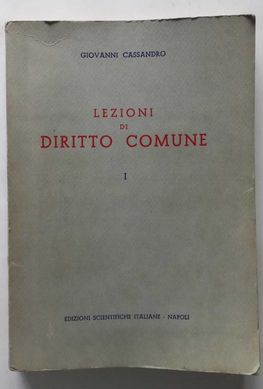 Lezioni di Diritto Comune - Giovanni Cassandro - copertina