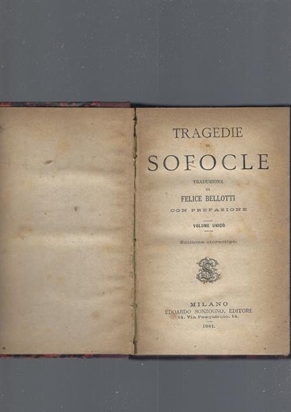 Tragedie - Sofocle - copertina