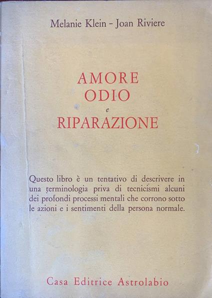 Amore odio e riparazione - copertina