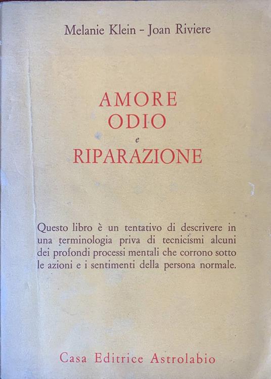 Amore odio e riparazione - copertina