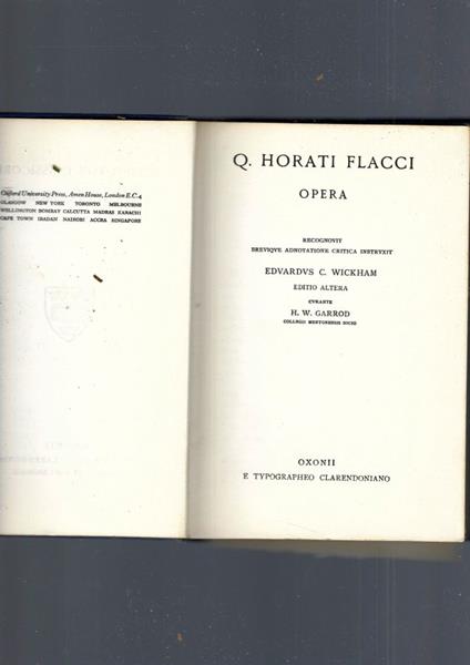 Opera - Quinto Orazio Flacco - copertina