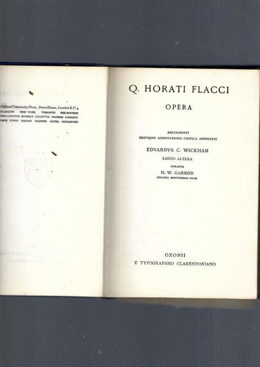 Opera - Quinto Orazio Flacco - copertina