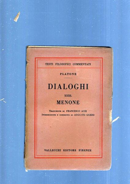 Dialoghi . Menone - Platone - copertina