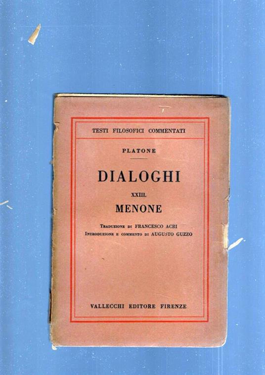 Dialoghi . Menone - Platone - copertina