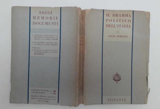 Il dramma politico dell'Italia - Cecil Jackson Squire Sprigge - copertina