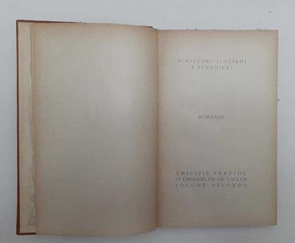 Amicizie perfide. Volume secondo - Pierre Choderlos de Laclos - copertina