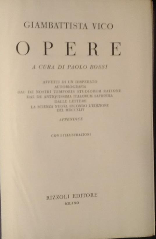 Opere - Giambattista Vico - copertina