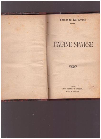 Pagine Sparse - Edmondo De Amicis - copertina