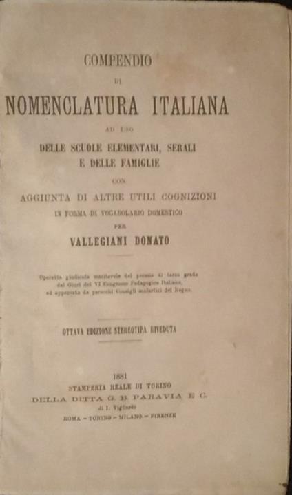 Compendio di nomenclatura - copertina