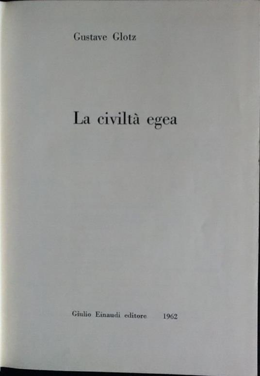 La civiltà egea - Gustave Glotz - copertina
