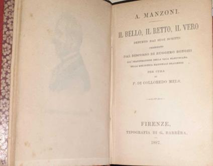 Il bello, il retto, il vero - Manzoni Alessandro - copertina