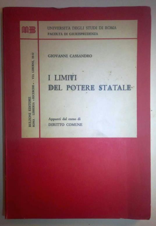 I limiti del potere statale - Giovanni Cassandro - copertina