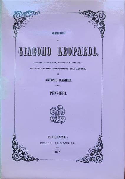 Pensieri - Giacomo Leopardi - copertina