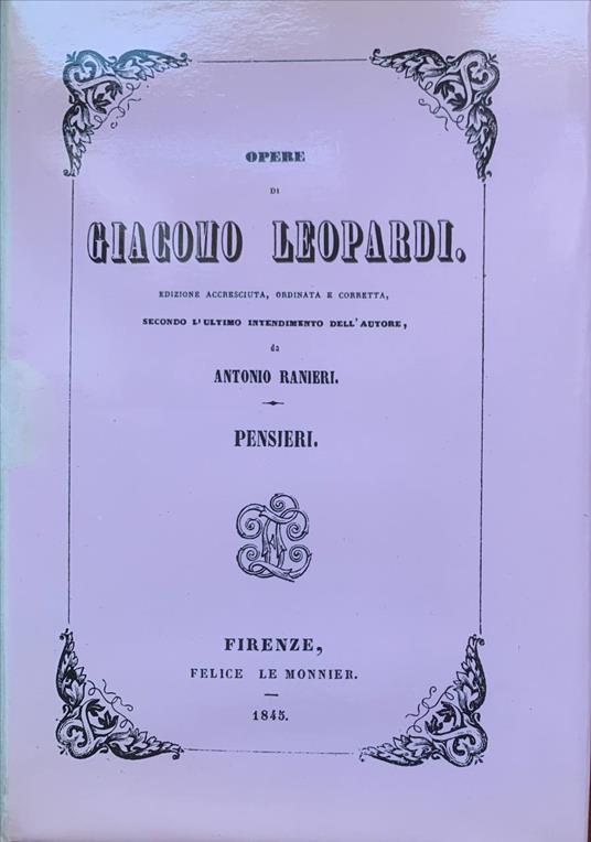 Pensieri - Giacomo Leopardi - copertina