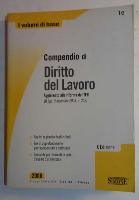 Compendio di diritto del lavoro - copertina