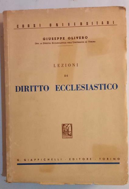 Lezioni di Diritto Ecclesiastico - Giuseppe Olivero - copertina