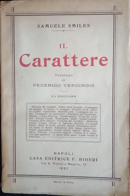 Il carattere - Samuel Smiles - copertina