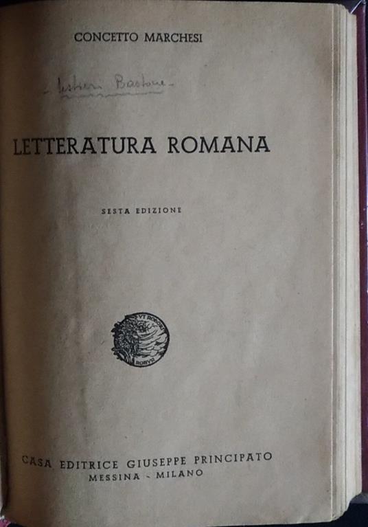 Letteratura romana - Concetto Marchesi - copertina