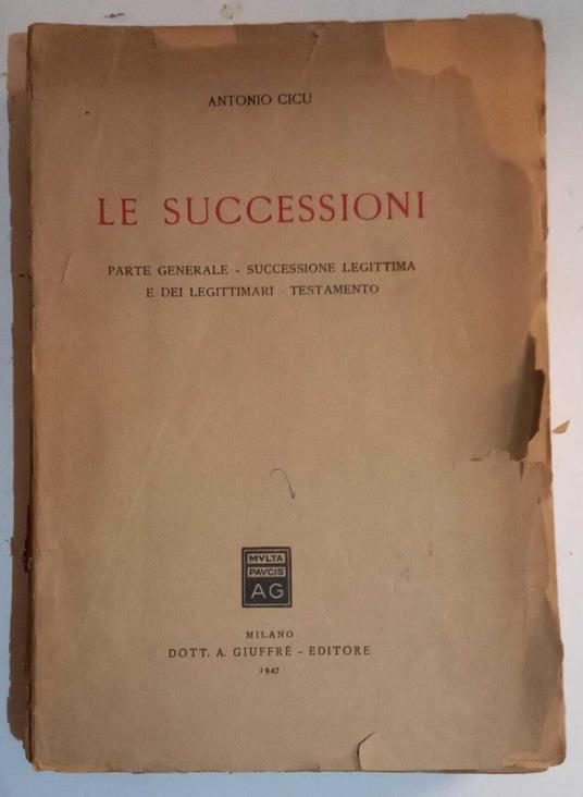 Le successioni - Antonio Cicu - copertina