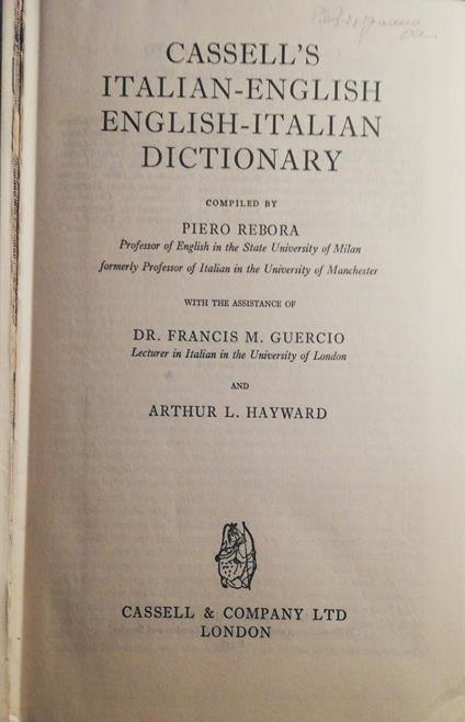 Cassell's italian-English English-italian Dictionary - Piero Rebora - copertina