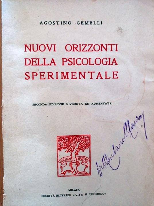 Nuovi orizzonti della psicologia sperimentale - Agostino Gemelli - copertina