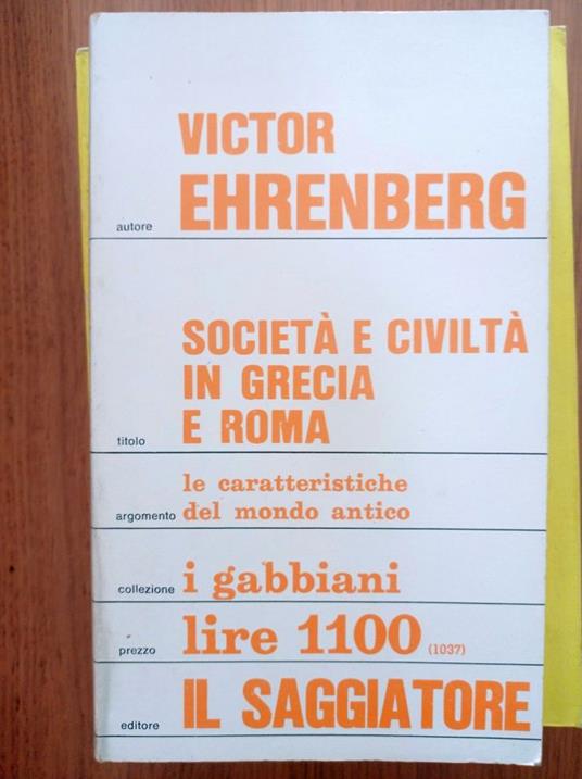 Società e civiltà in Grecia e Roma - Victor Ehrenberg - copertina