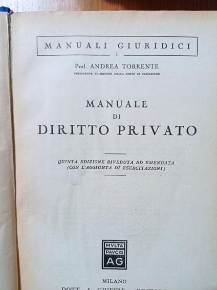 Manuale di diritto privato - Andrea Torrente - copertina