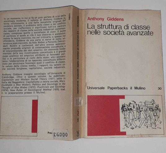La struttura di classe nelle società avanzate - Anthony Giddens - copertina