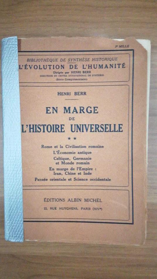 En marge de l'histoire universelle vol. 2° - Henri Berr - copertina