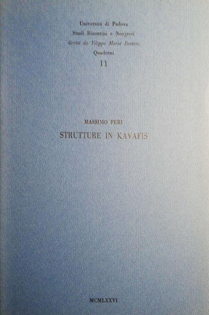 Strutture in Kavafis - Massimo Peri - copertina
