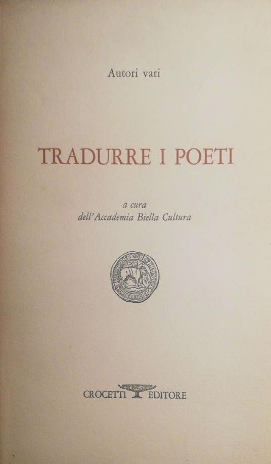 Tradurre i poeti - copertina